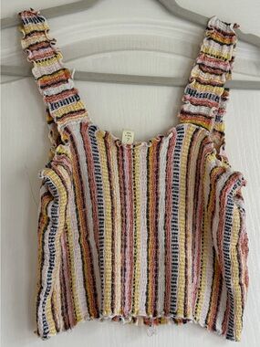 Francesca's Collections Striped Knit Tank in Pink, Yellow, Black & Cream